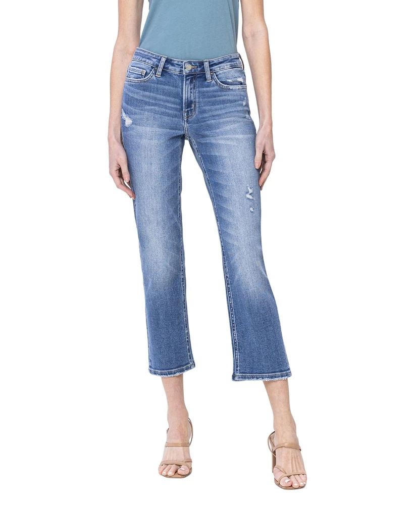 Vervet Women's Mid Rise Cropped Straight Jeans