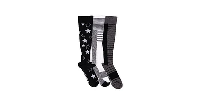 Muk Luks Women's 3 Pack Cotton Compression Knee-High Socks
