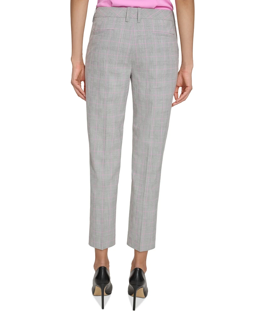 Karl Lagerfeld Women's Printed Straight-Leg Menswear Pants