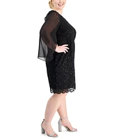 Connected Plus Size Sequined Lace Sheath Dress