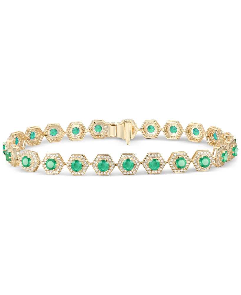 Gemstone & Diamond Halo Hexagon Flex Bracelet