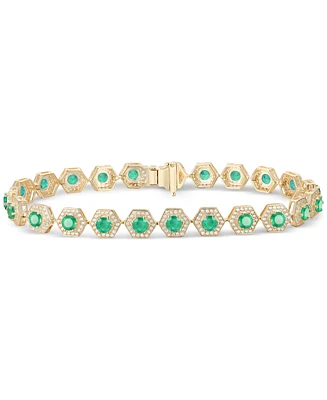 Gemstone & Diamond Halo Hexagon Flex Bracelet