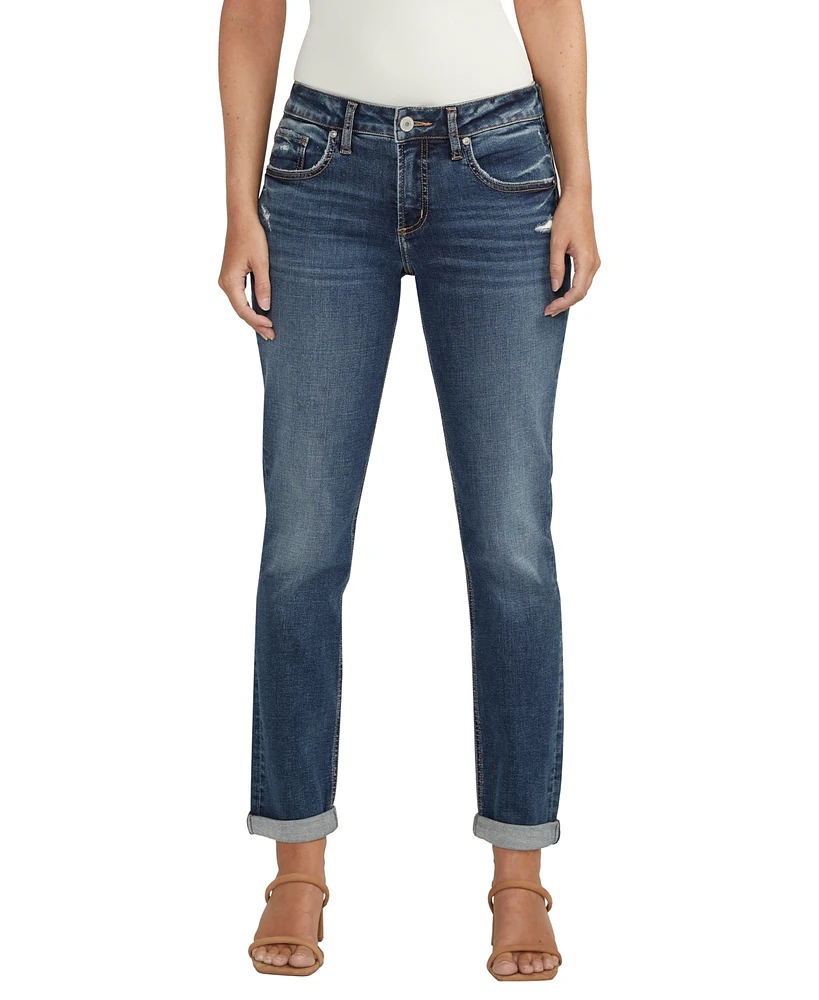 Silver Jeans Co. Women's Boyfriend Mid Rise Slim Leg