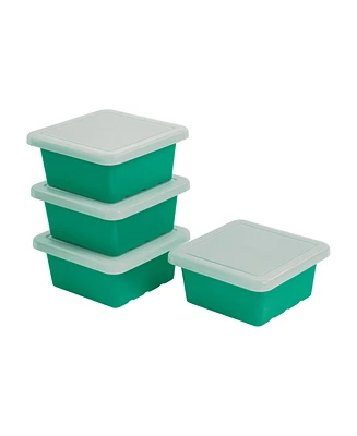ECR4Kids Square Bin with Lid, Storage Containers, Fern Green, 4-Pack