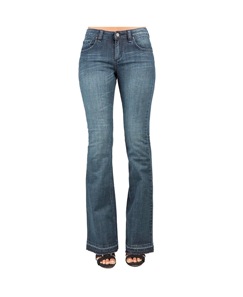 Women's Raw Edge Denim Flare Bootcut Jeans