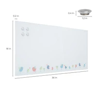 ECR4Kids MessageStor Magnetic Dry-Erase Glass Board with Magnets, 18in x 36in, White Brick