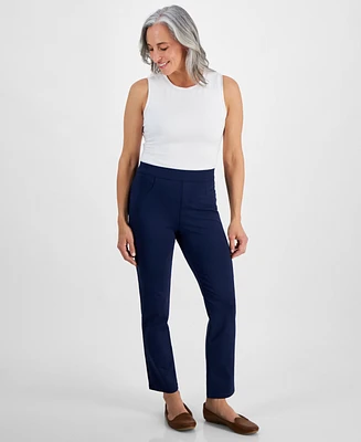 Style & Co Petite Mid Rise Pull On Straight Leg Ponte Pants, Created for Macy's