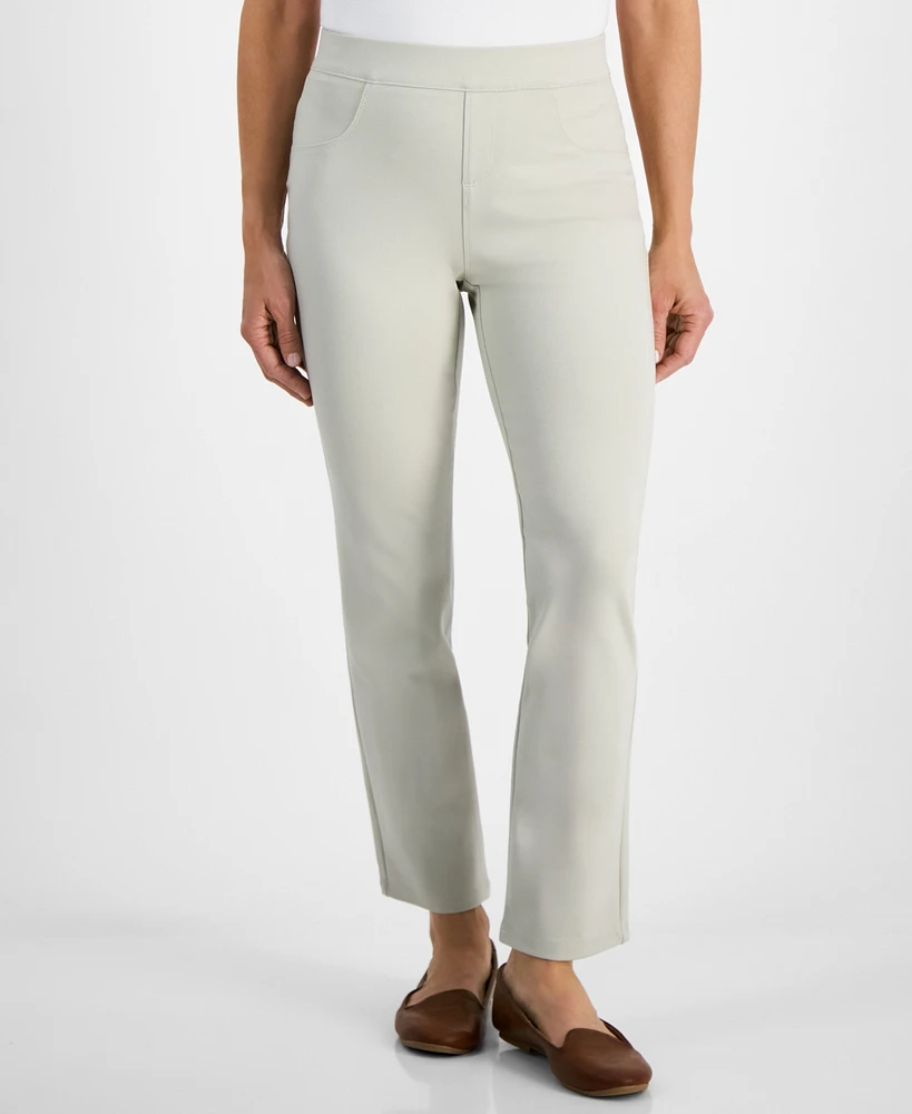 Style & Co Petite Mid Rise Pull On Straight Leg Ponte Pants, Created for Macy's