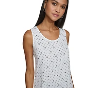 Karl Lagerfeld Women's Dotted Monogram-Print Tank Top