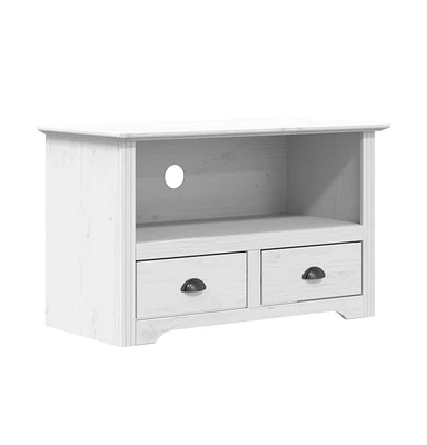 vidaXL Tv Stand with 2 Drawers Bodo White 36"x17.5"x22" Solid Wood Pine