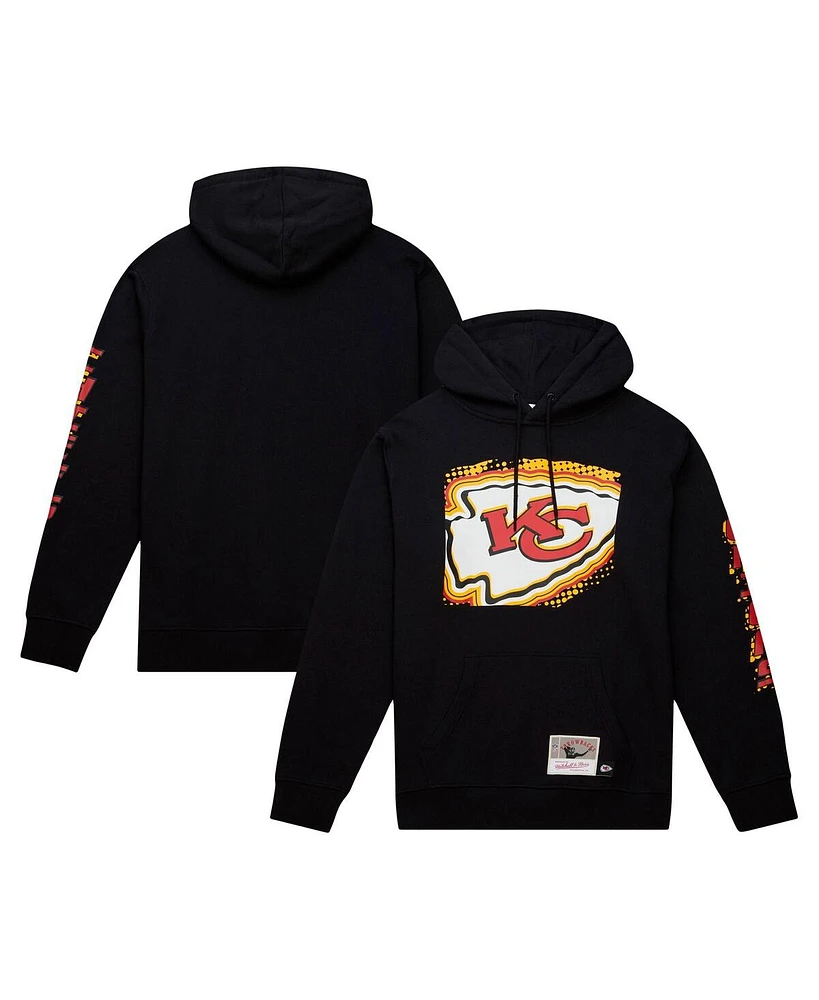 Men's Mitchell & Ness Black Kansas City Chiefs Gridiron Classics Big Face 7.0 Pullover Hoodie