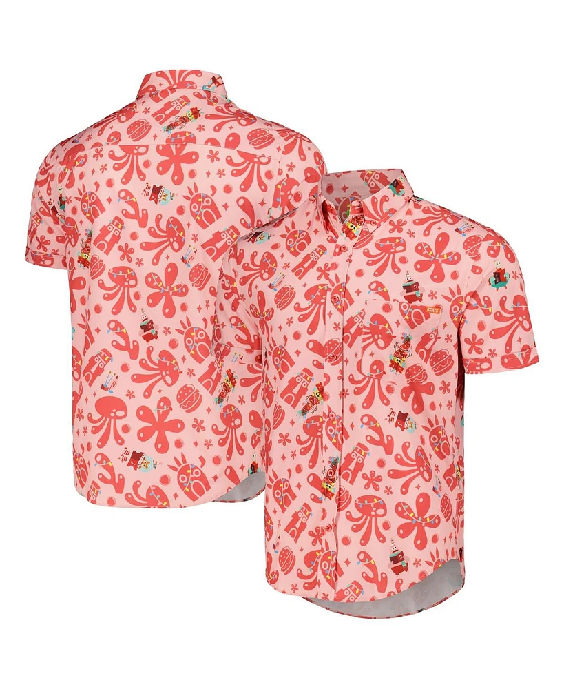 Men's and Women's Rsvlts Pink SpongeBob Square Pants HollyBob JinglePants Kunuflex Button-Down Shirt