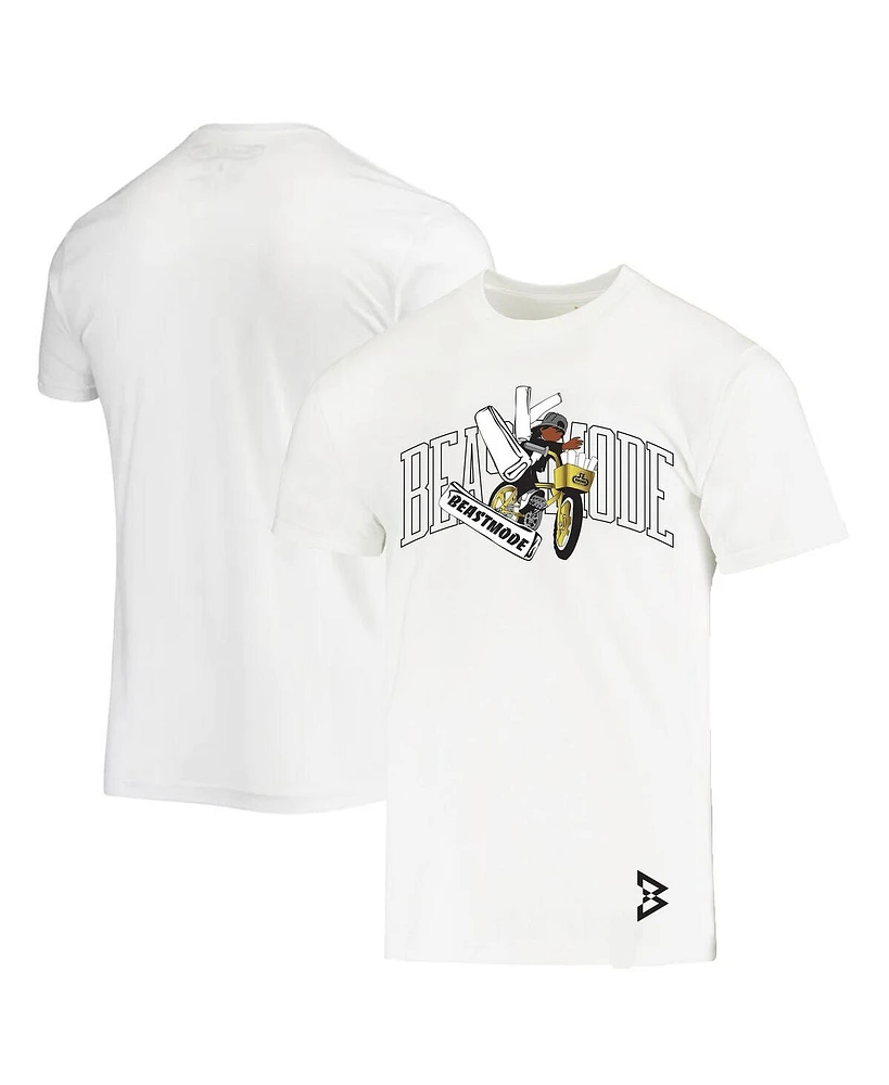 Men's Beast Mode X Se Racing White Paperboy Racing T-shirt