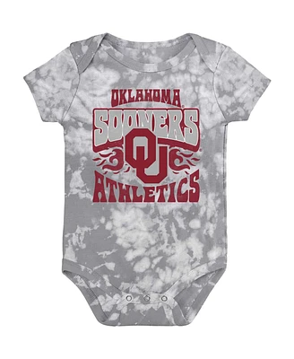 Baby Boys and Girls Gray Distressed Oklahoma Sooners Lil Rocker Tie-Dye Bodysuit