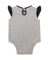 Baby Boys and Girls Heather Gray, Black New Orleans Saints All Dolled Up Three-Piece Bodysuit, Skirt Booties Set