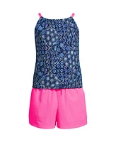 Lands' End Girls Chlorine Resistant Tankini Top Woven Short Set