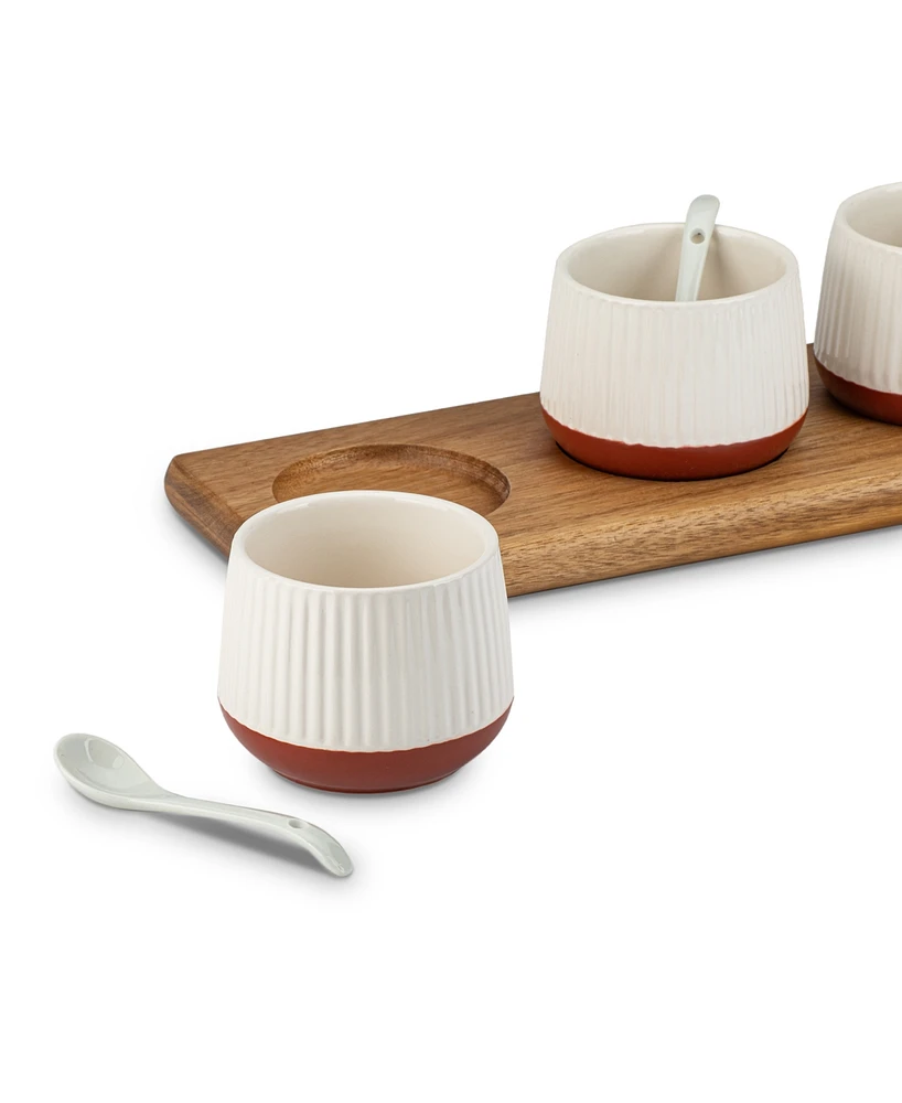 Thirstystone Condiment Bowl with Wooden Board, Set of 3