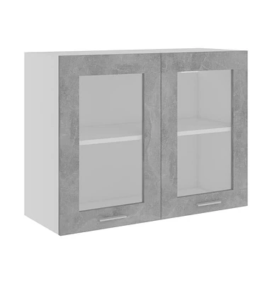 Hanging Glass Cabinet Concrete Gray 31.5"x12.2"x23.6" Engineered Wood