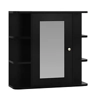 Bathroom Mirror Cabinet Black 26"x6.7"x24.8" Mdf