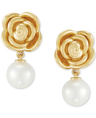 Honora Cultured Freshwater Pearl (7-1/2mm) Rose Drop Earrings in 14k Gold