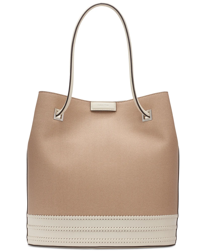 Calvin Klein Ash Whip-Stitch Tote with Magnetic Closure