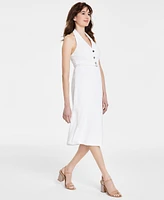 Dkny Women's Sleeveless Halter-Neck Button-Front Dress