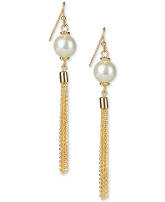 Patricia Nash Gold-Tone Imitation Pearl Tassel Earrings