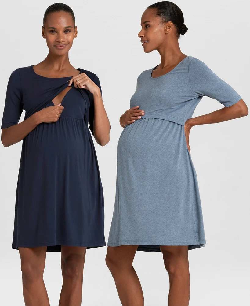 Seraphine Women's Stretch Jersey Maternity and Nursing Nighties, Twin Pack