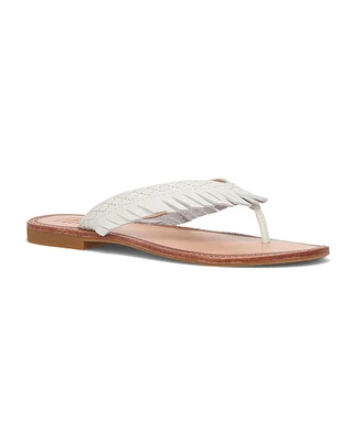Frye Women's Ava Fringe Thong Flat Sandals - White