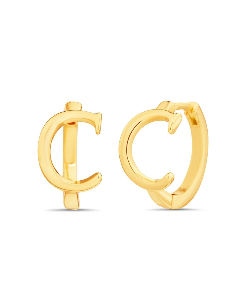 kensie Gold-Tone Letter "A" Initial Huggie Hoop Earring