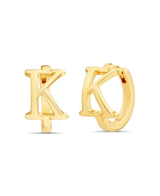 kensie Gold-Tone Letter "A" Initial Huggie Hoop Earring