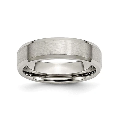 Chisel Titanium Brushed Beveled Edge Wedding Band Ring