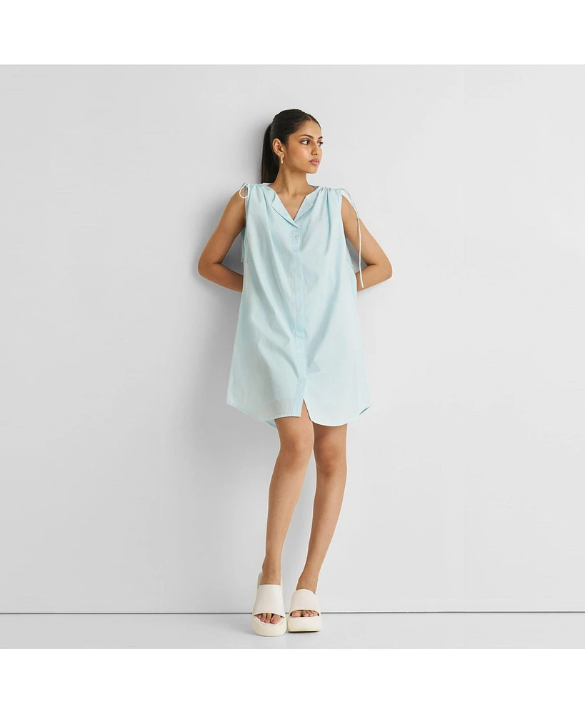 Reistor Women's Shirt dress with Shoulder Tie Details