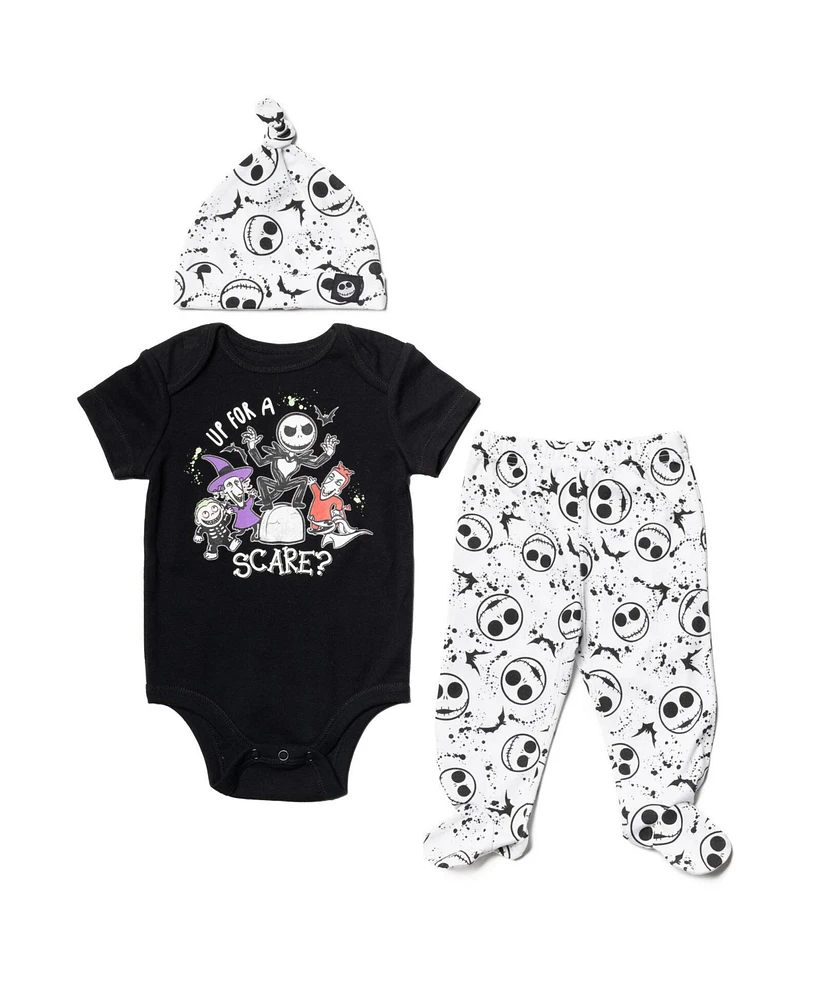 Disney Baby Boys Nightmare Before Christmas Jack Skellington Baby Bodysuit Pants and Hat Outfit