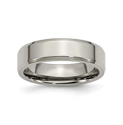 Chisel Titanium Polished 6 mm Beveled Edge Wedding Band Ring