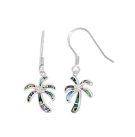 Caribbean Treasures Sterling Silver Abalone Palm Tree Earrings