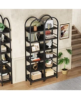 Tribesigns 6-Tier Open Bookshelf, 78.7" Tall Arched Bookcase Narrow Bookshelf with Metal Frame for Living Room, Home Office