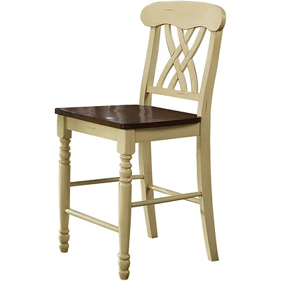 Simplie Fun Dylan Counter Height Chair (Set-2) in Buttermilk & Oak