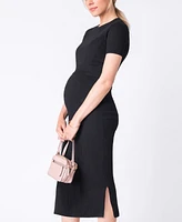 Seraphine Women's Ribbed Maternity and Nursing Midi Dress