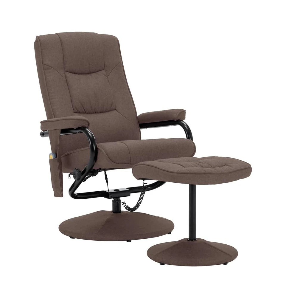 Massage Recliner with Footrest Brown Fabric