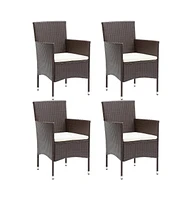 Patio Dining Chairs 4 pcs Poly Rattan Brown