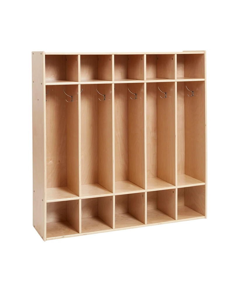 ECR4Kids Streamline 5-Section Coat Locker, Natural, 1