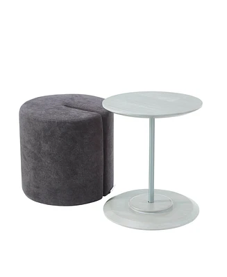 ECR4Kids Mission Hills Furniture Ashwood Table with Fabric Ottoman, Living Room, Dark Grey, 2-Piece