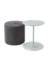 ECR4Kids Mission Hills Furniture Ashwood Table with Fabric Ottoman, Dark Grey, 2-Piece