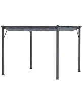 Outsunny 10' x 10' Pergola with Retractable Shade Canopy, Aluminum, Gray