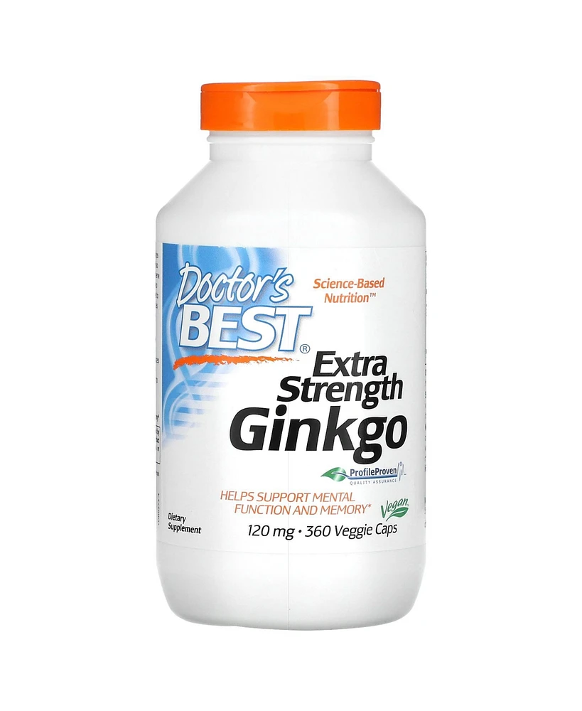 Doctor's Best Extra Strength Ginkgo, 120 mg, 360 Veggie Caps, Herbal Supplements - Assorted Pre