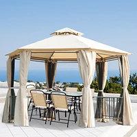 Outsunny 13' x 13' Patio Gazebo, Double Roof Gazebo Canopy Shelter,