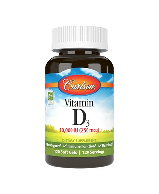 Carlson - Vitamin D3 10000 Iu (250 mcg), Cholecalciferol, Immune Support, 120 Softgels - Assorted Pre
