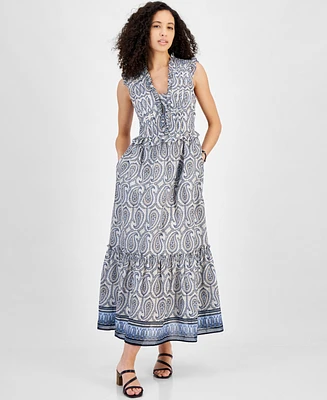 Tommy Hilfiger Women's Printed Cotton Sleeveless Midi Dress
