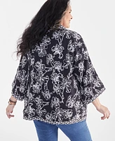 Style & Co Plus Linen Blend Reversible Kimono, Created for Macy's